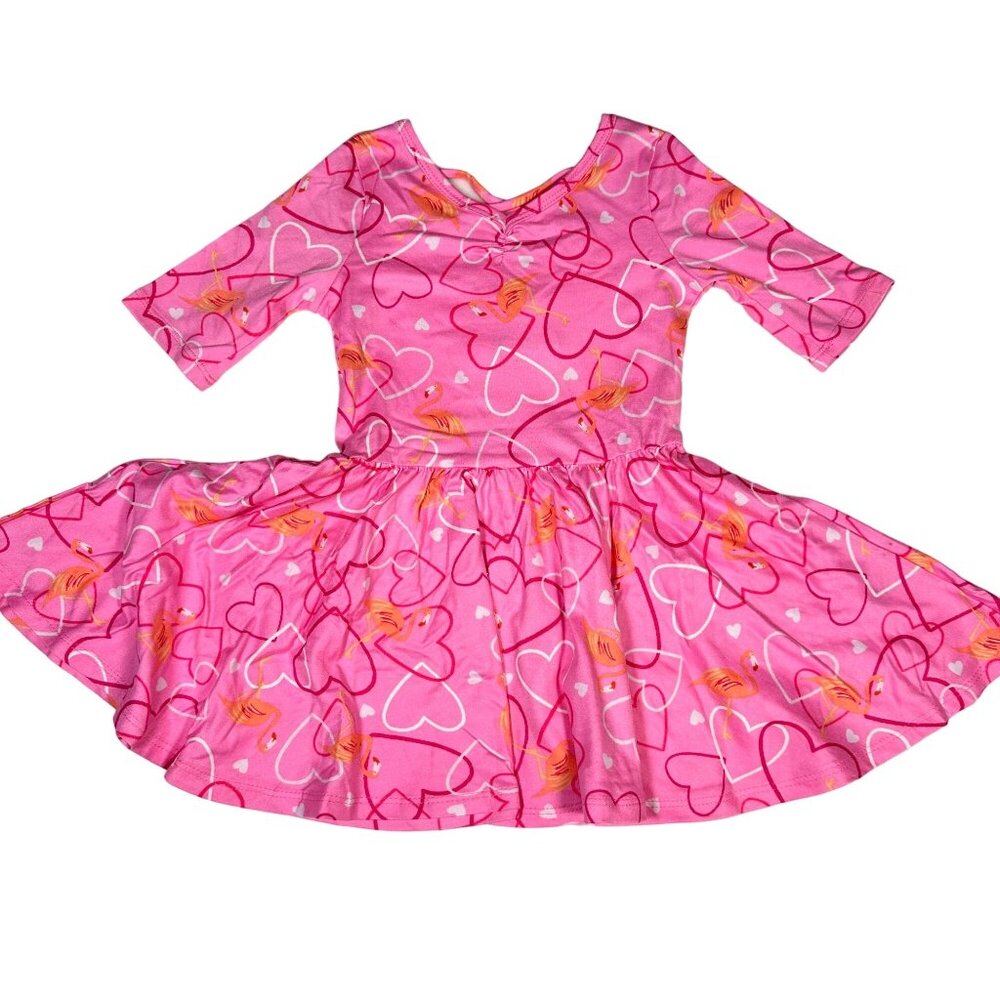 Dot Dot Smile Toddler Girls Ballet Dress Pink Hearts Flamingos Valentines LLR 2T